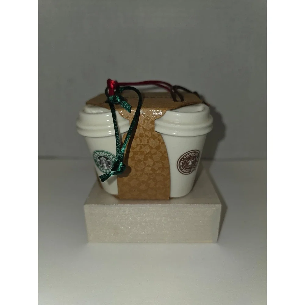Starbucks‎ 2011 Holiday porcelain ornament set of four mini coffee cups new